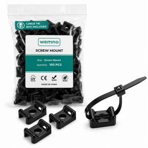 WEMNO Screw Fix Cable Tie Mount | 100 Pack