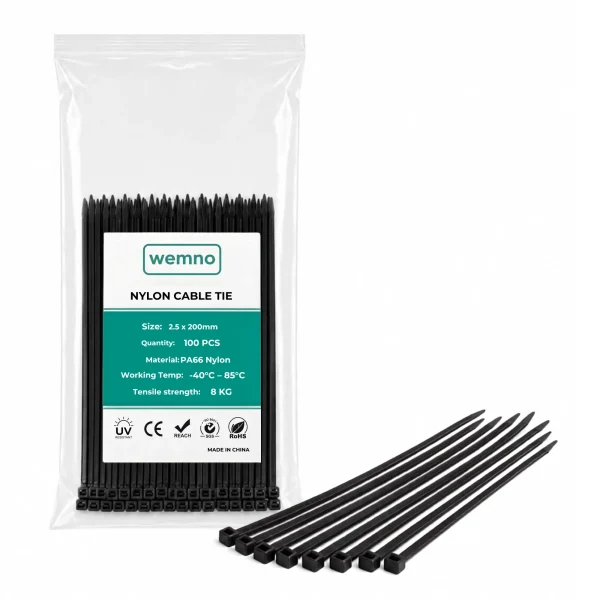 WEMNO Black Nylon Cable Ties